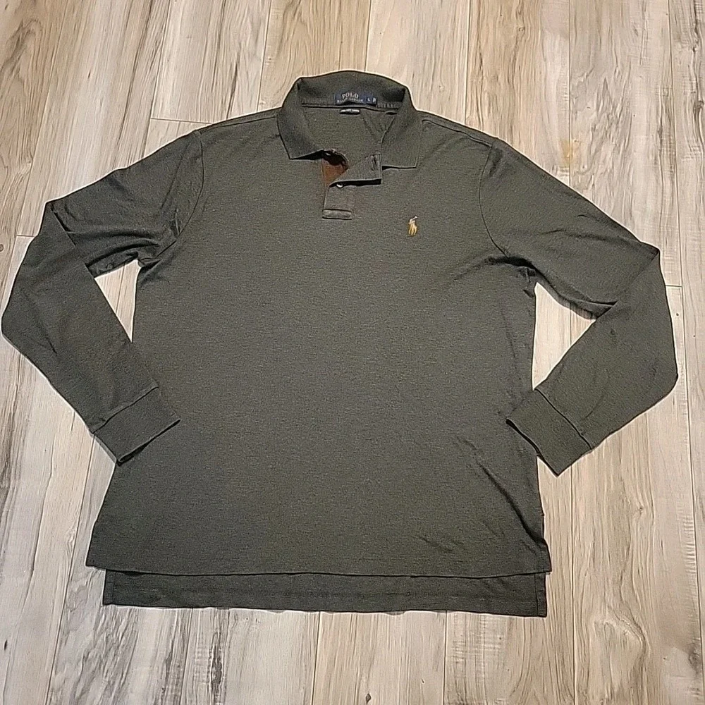 Polo Ralph Lauren Shirt Mens Large Gray‎ Pima Soft Touch Flesh Pony Pullover